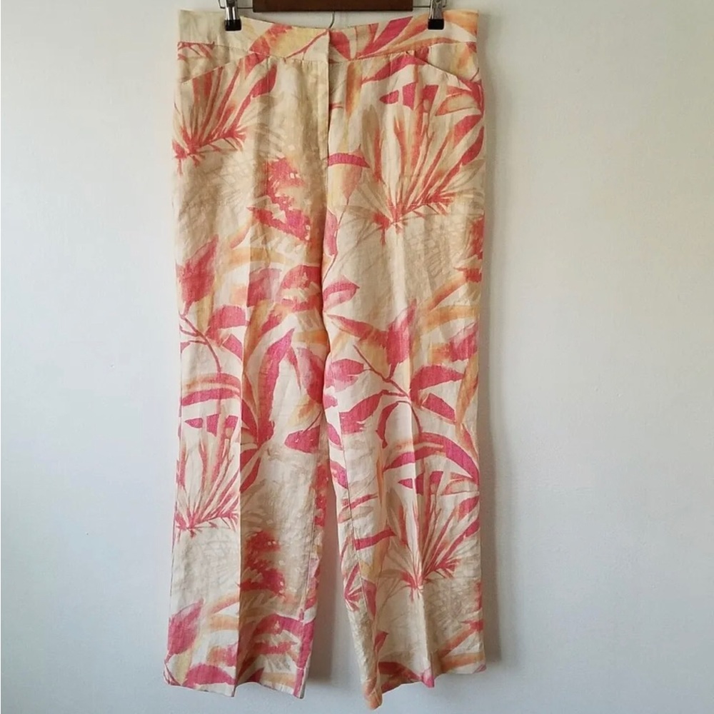 Chico’s Ultimate Fit Wide Leg Pants SZ 2.5 Regular Havana Shores Linen NWT